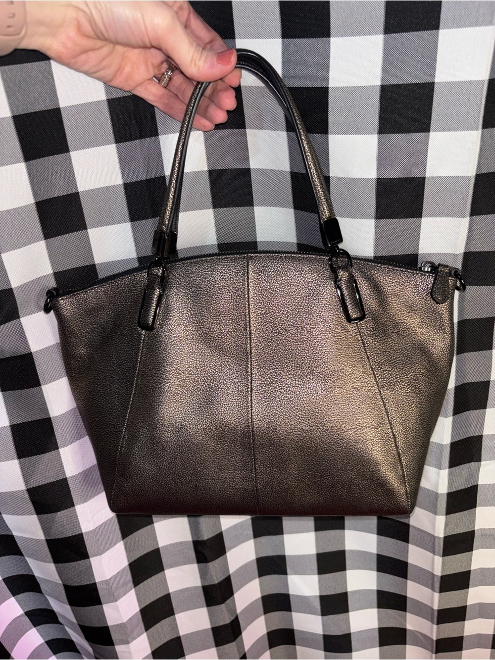 Coach Kelsey Metallic Gunmetal Bronze Satchel 2014 - Picture 2 of 8